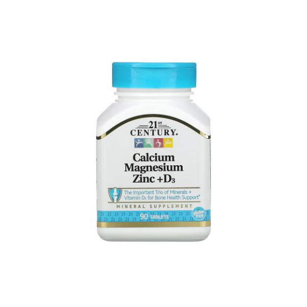 21st Century Calcium Magnesium Zinc + D3 90 Tablets