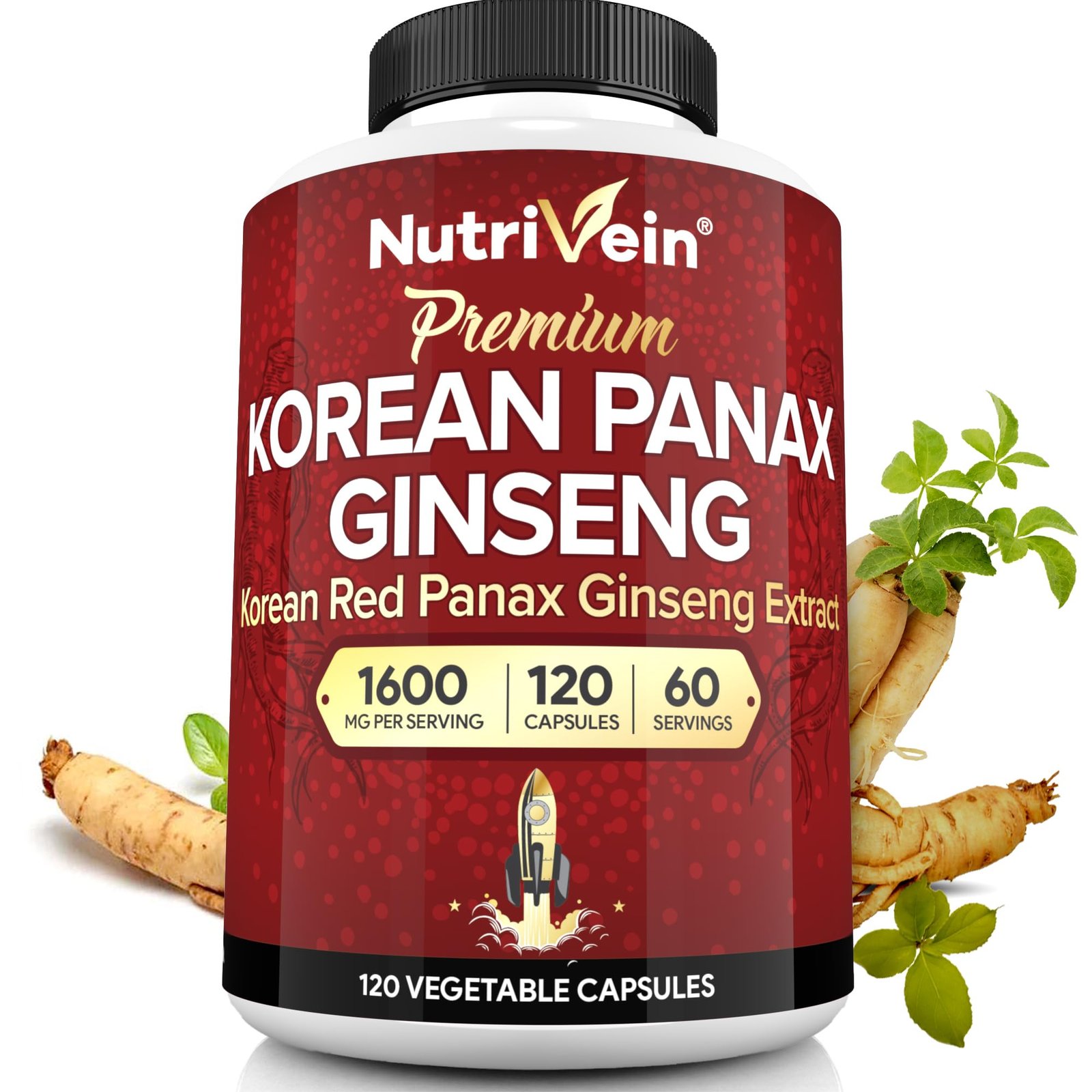 NutriFlair Korean Red Panax Ginseng 1600mg Capsules