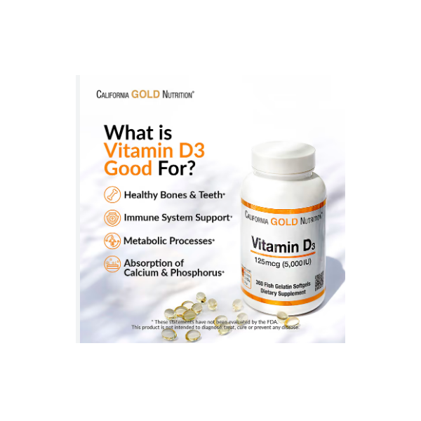 California Gold Nutrition Vitamin D3, 125 Mcg (5,000 Iu) 
