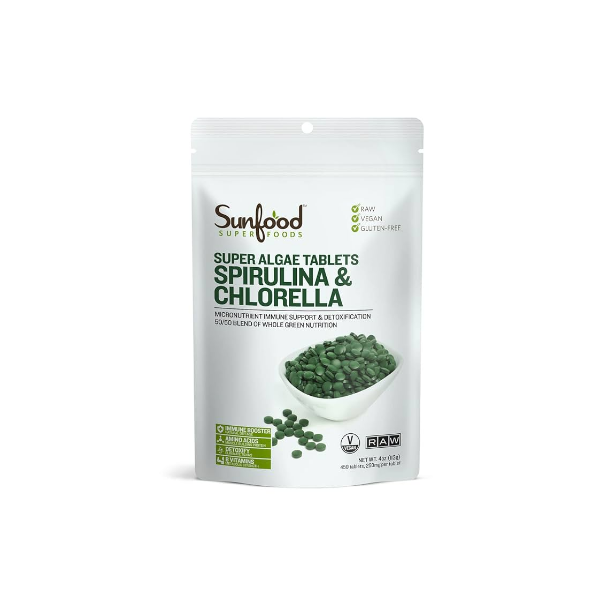 Sunfood Super Algae Tablets With Spirulina & Chlorella 