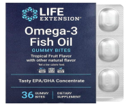 Life Extension Omega-3 Fish Oil Gummy Bites Tropical Fruit 36 Gummy Bites